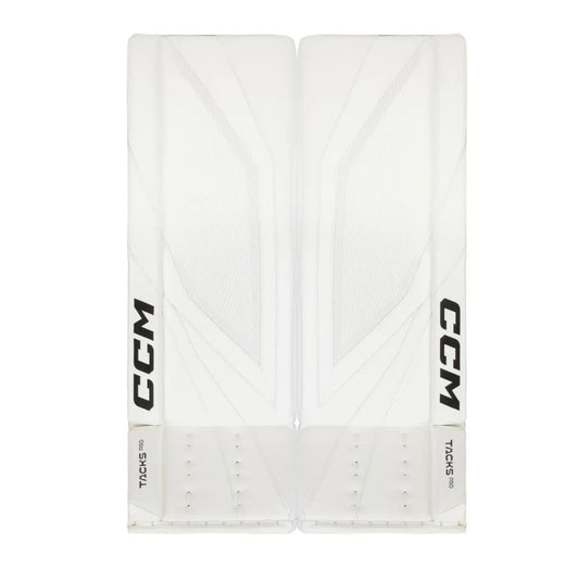 A photo of the CCM Tacks Pro Senior Goalie Pads (2026) in colour white.
