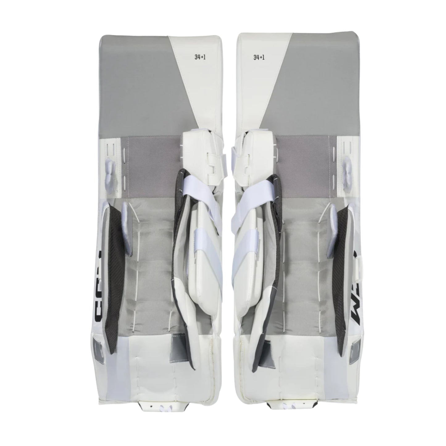 A photo of the CCM Tacks Senior Goalie Pads (2026) in colour white.