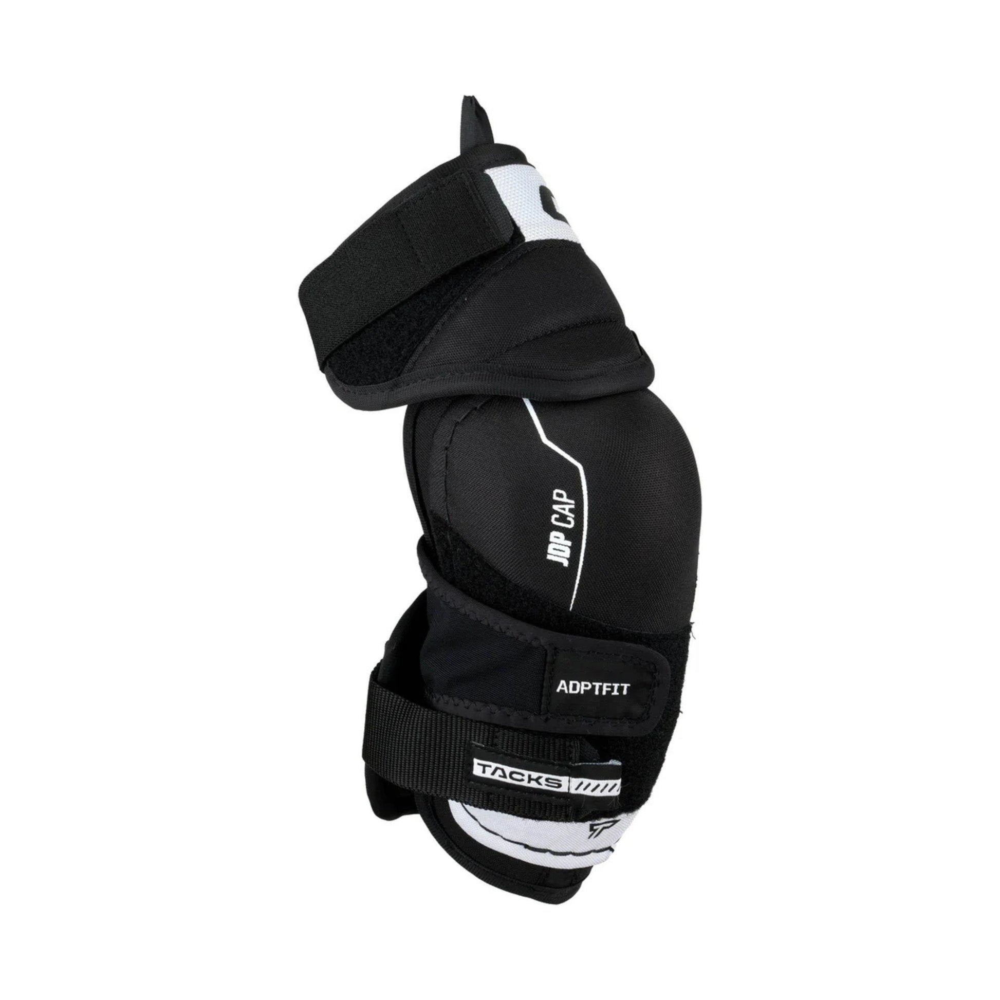 A photo of the CCM Tacks Vector Plus Hockey Elbow Pads in colour white and black.