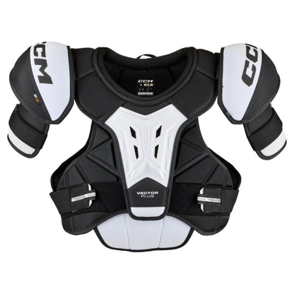 A photo of the CCM Tacks Vector Plus Hockey Shoulder Pads in colour white and black.