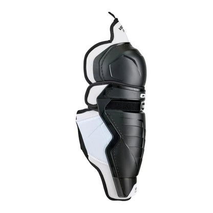 A photo of the CCM Tacks Vector Plus Hockey Shin Guards in colour black and white.