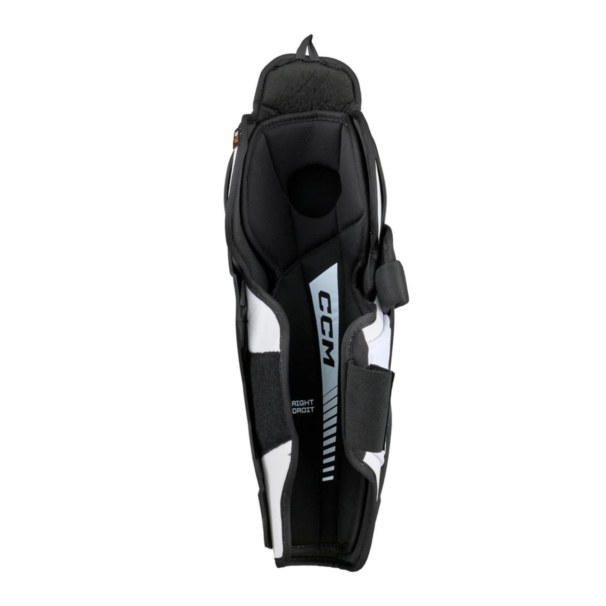 A photo of the CCM Tacks Vector Plus Hockey Shin Guards in colour black and white.
