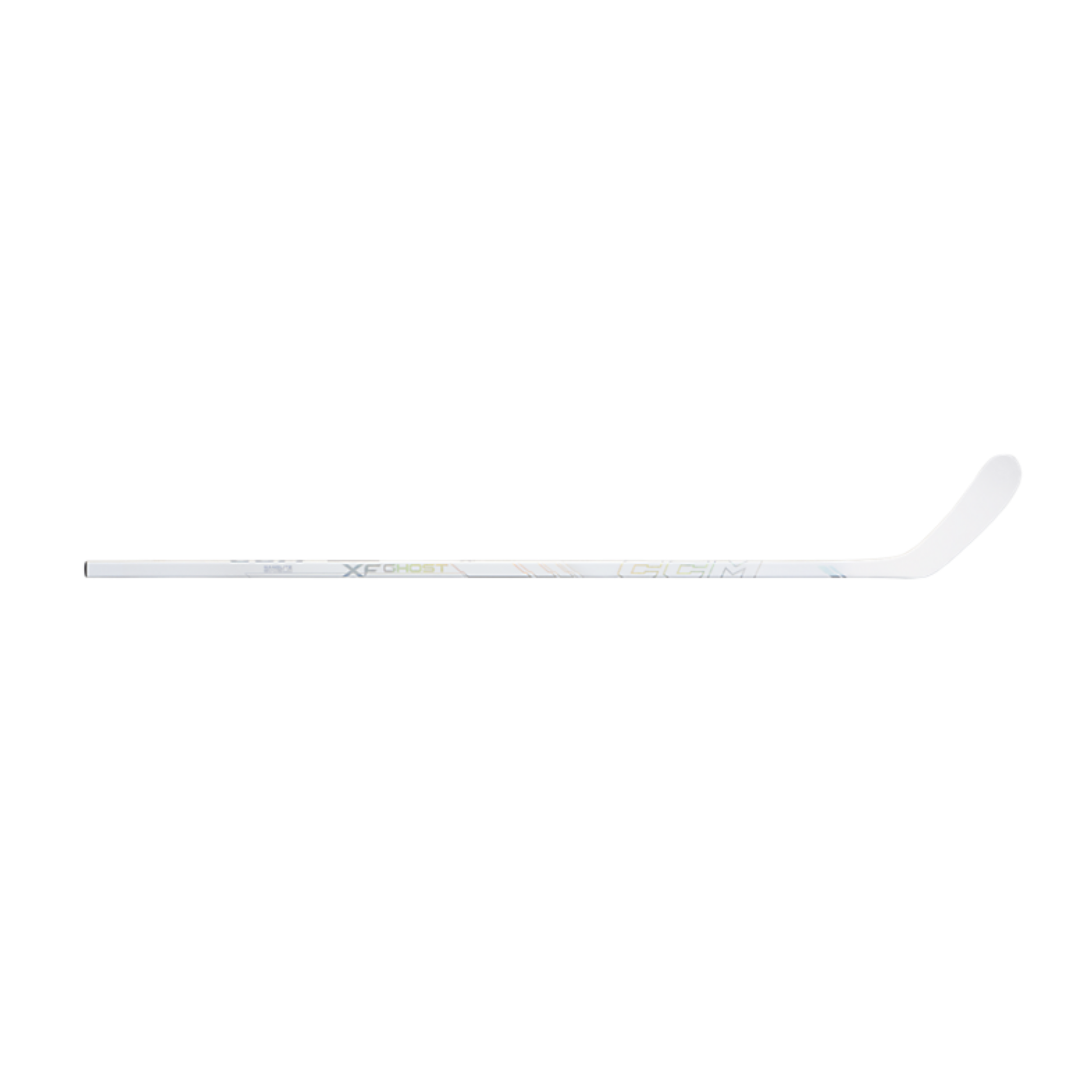 A photo of the CCM Tacks XF Ghost Youth Hockey Stick - White Edition