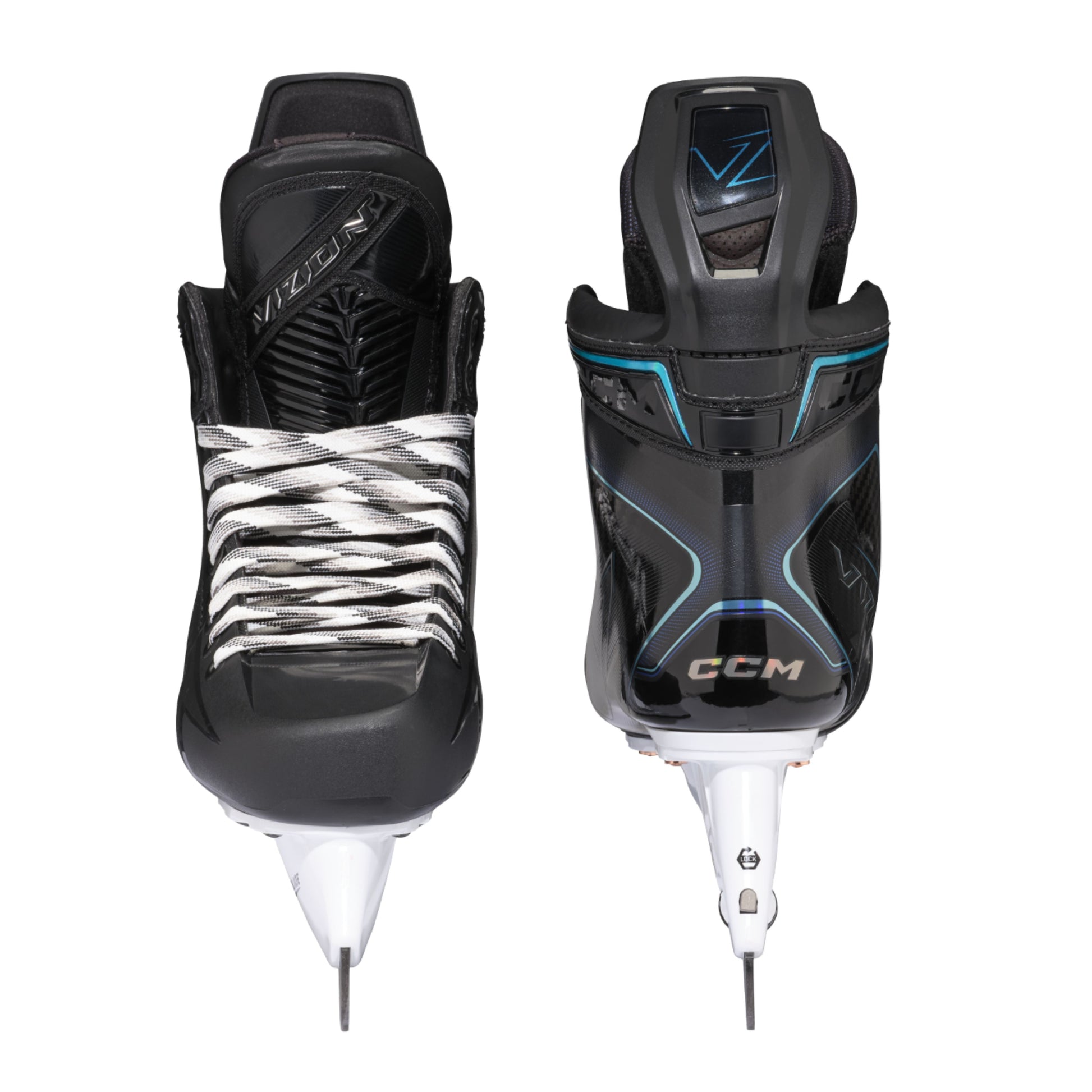 A photo of the CCM Vizion Hockey Skates in colour black and blue. 