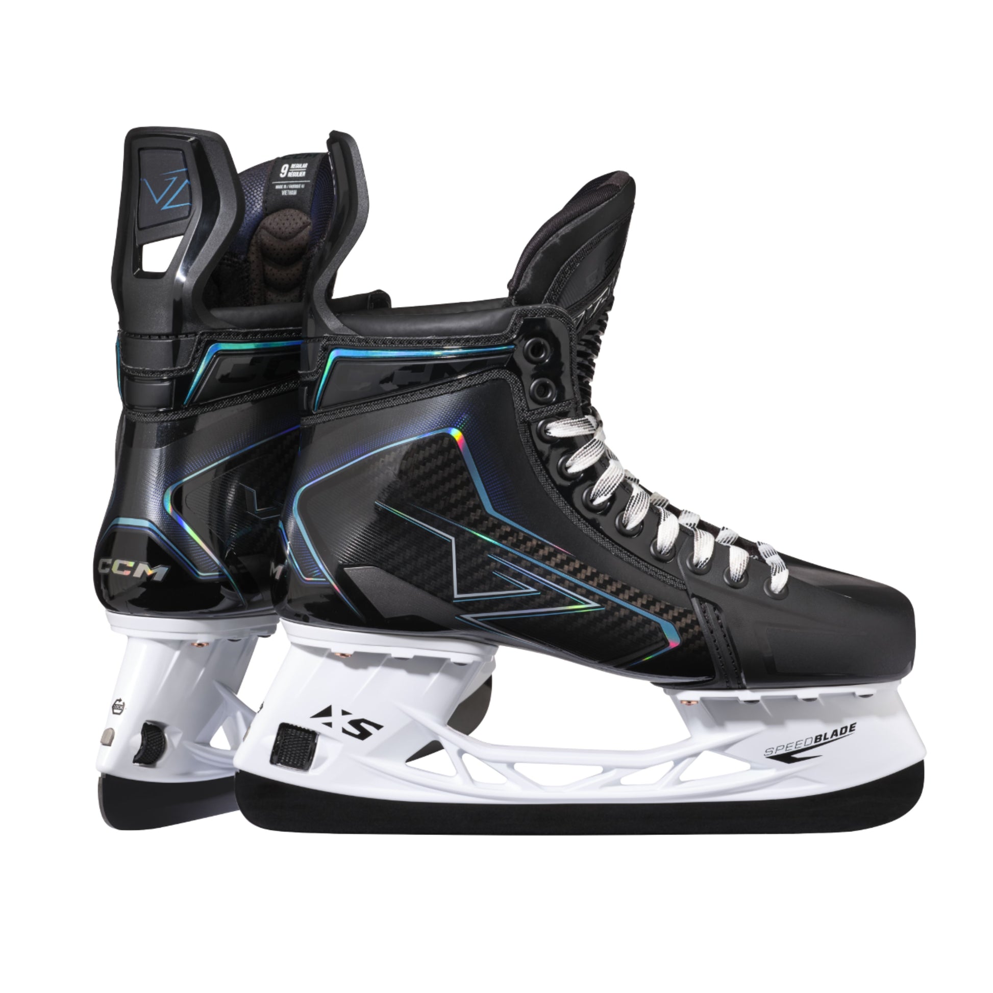 A photo of the CCM Vizion Hockey Skates in colour black and blue. 