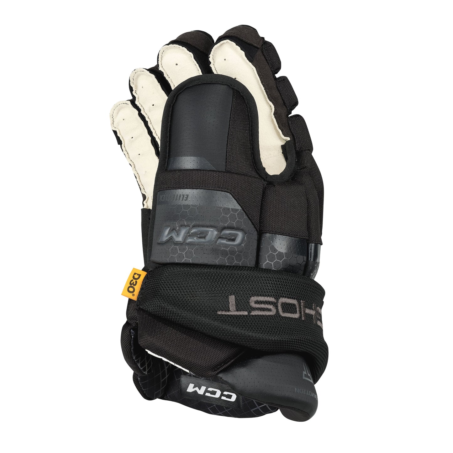 A photo of the CCM Tacks XR Ghost Senior Hockey Gloves in colour black and grey.