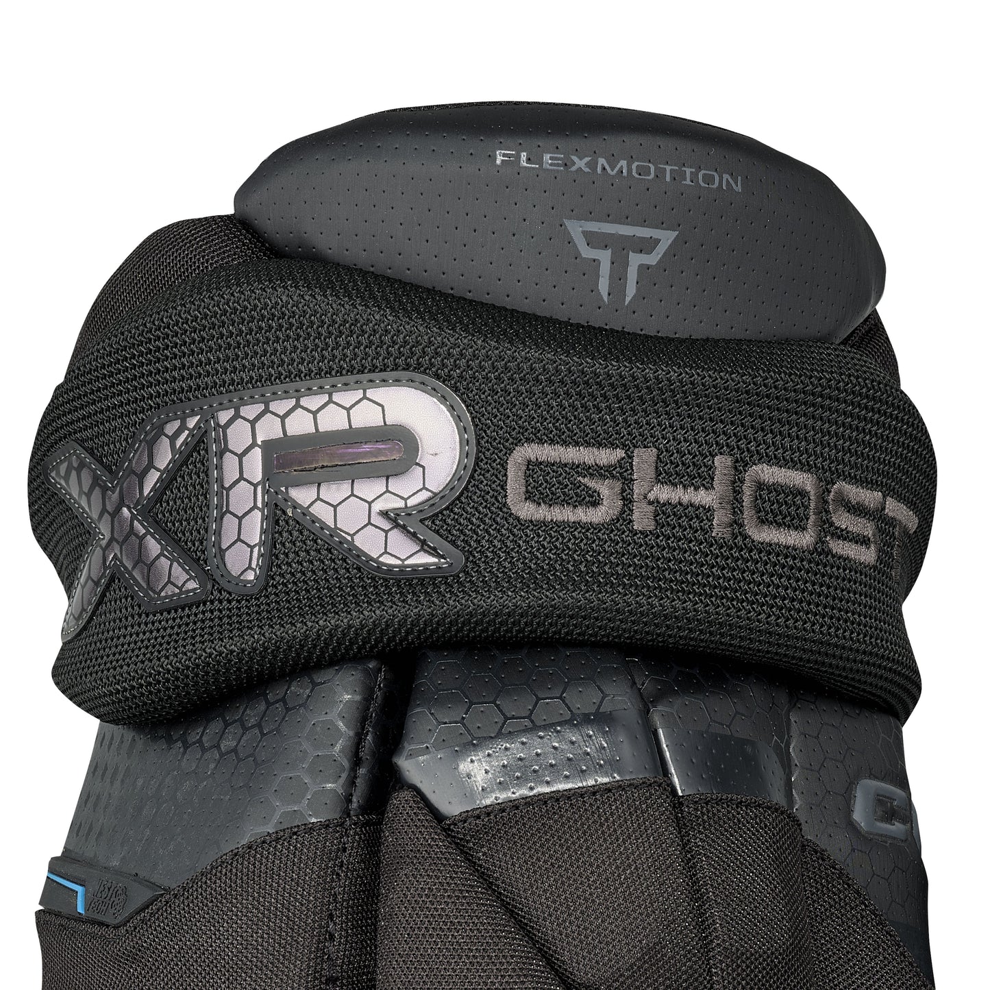 A photo of the CCM Tacks XR Ghost Senior Hockey Gloves in colour black and grey.