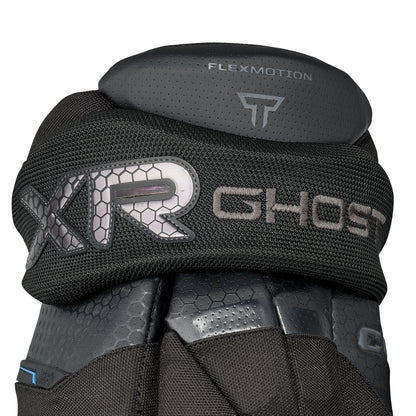 A photo of the CCM Tacks XR Ghost Senior Hockey Gloves in colour black and grey.