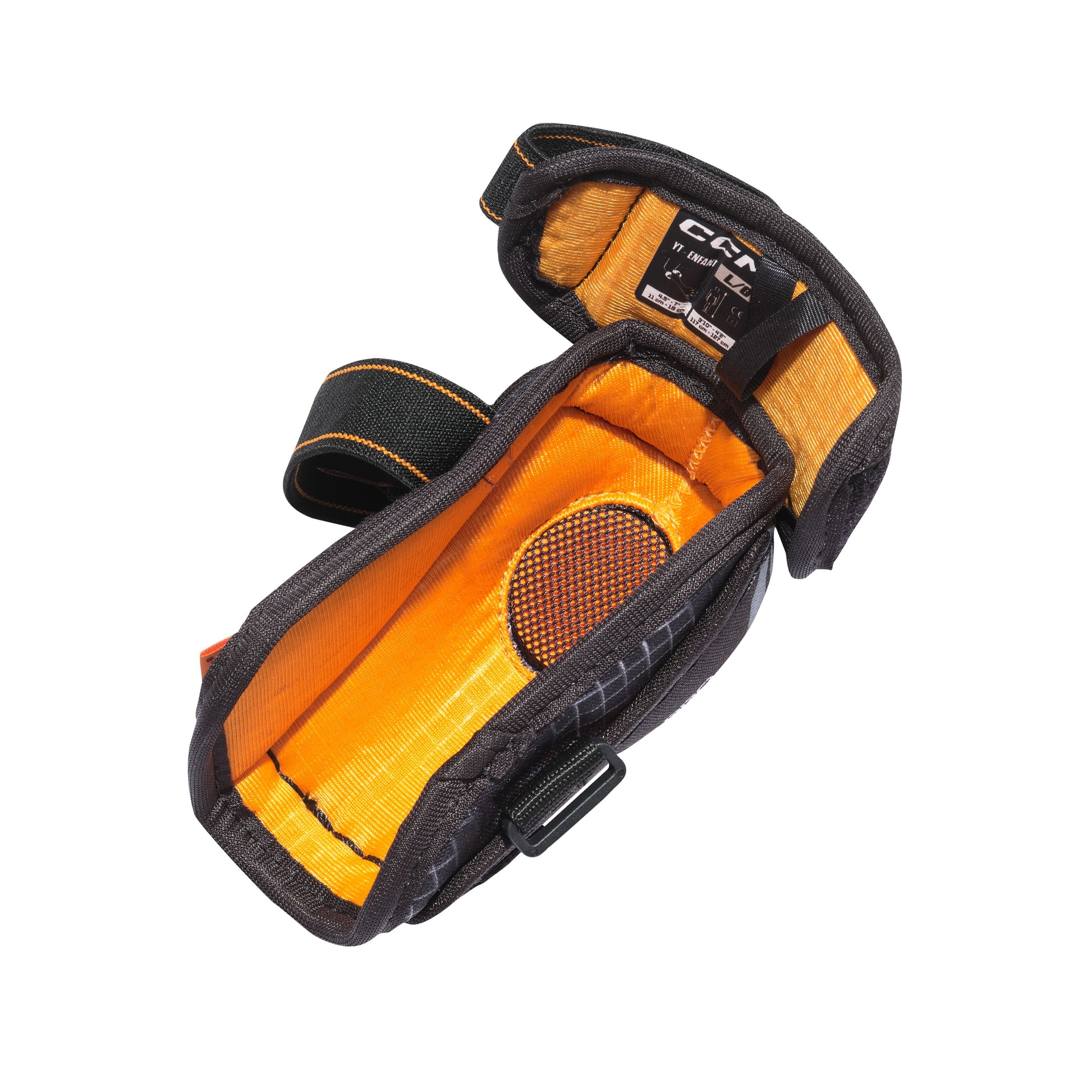 A photo of the CCM Tacks XR Pro Youth Hockey Elbow Pads in colour black and orange.