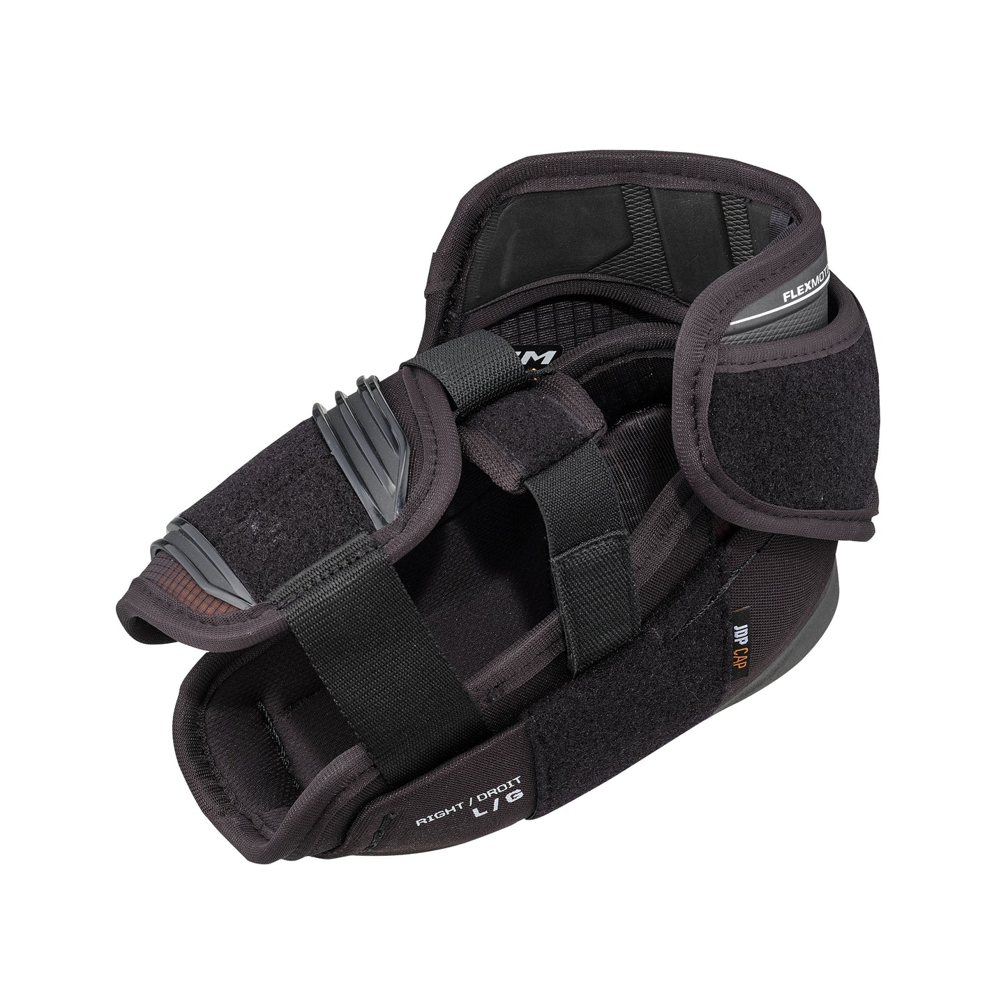 A photo of the CCM Tacks XR Pro Hockey Elbow Pads in colour black and orange.