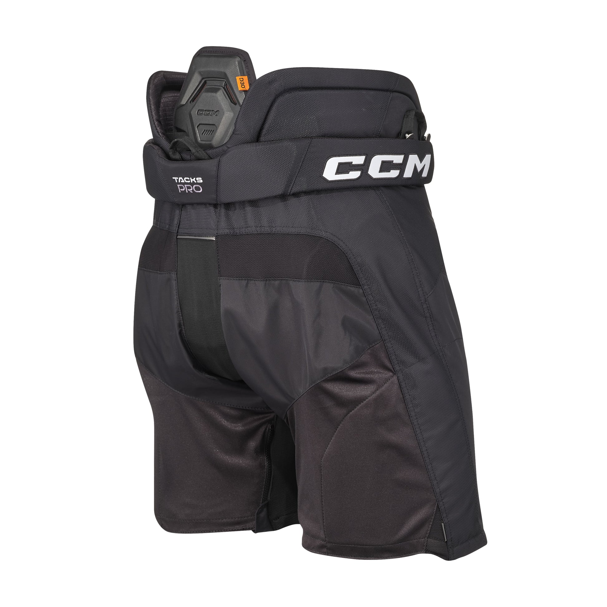 A photo of the CCM Tacks Pro Hockey Pants in colour black and white.