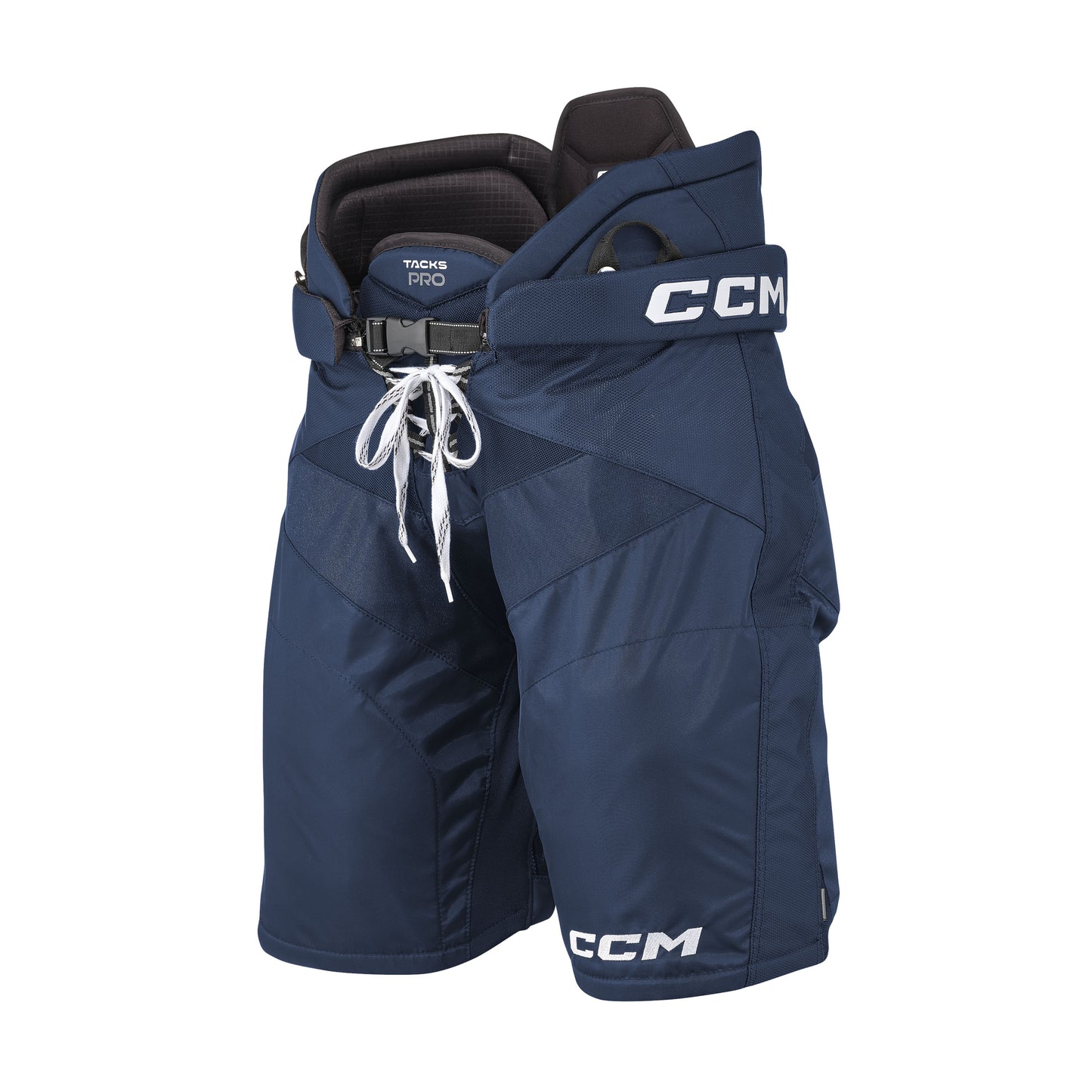 A photo of the CCM Tacks Pro Hockey Pants in colour navy and white.