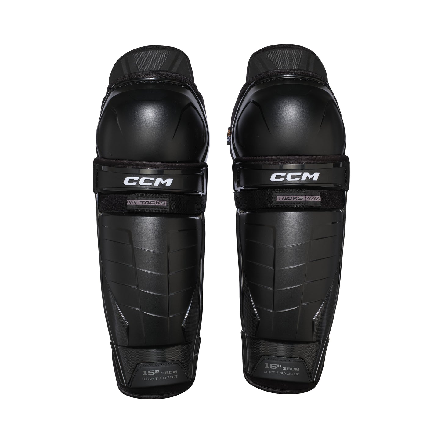 A photo of the CCM Tacks XR Pro Hockey Shin Guards in colour black.