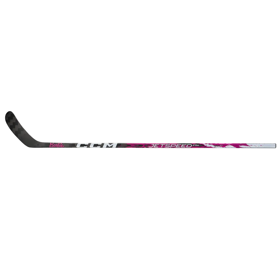 A photo of the CCM FTW X Barbie Base Senior Hockey Stick in colour red, white and black. 