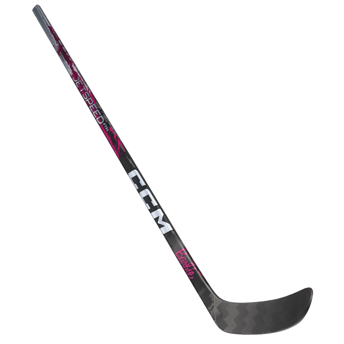A photo of the CCM FTW X Barbie Base Senior Hockey Stick in colour red, white and black. 