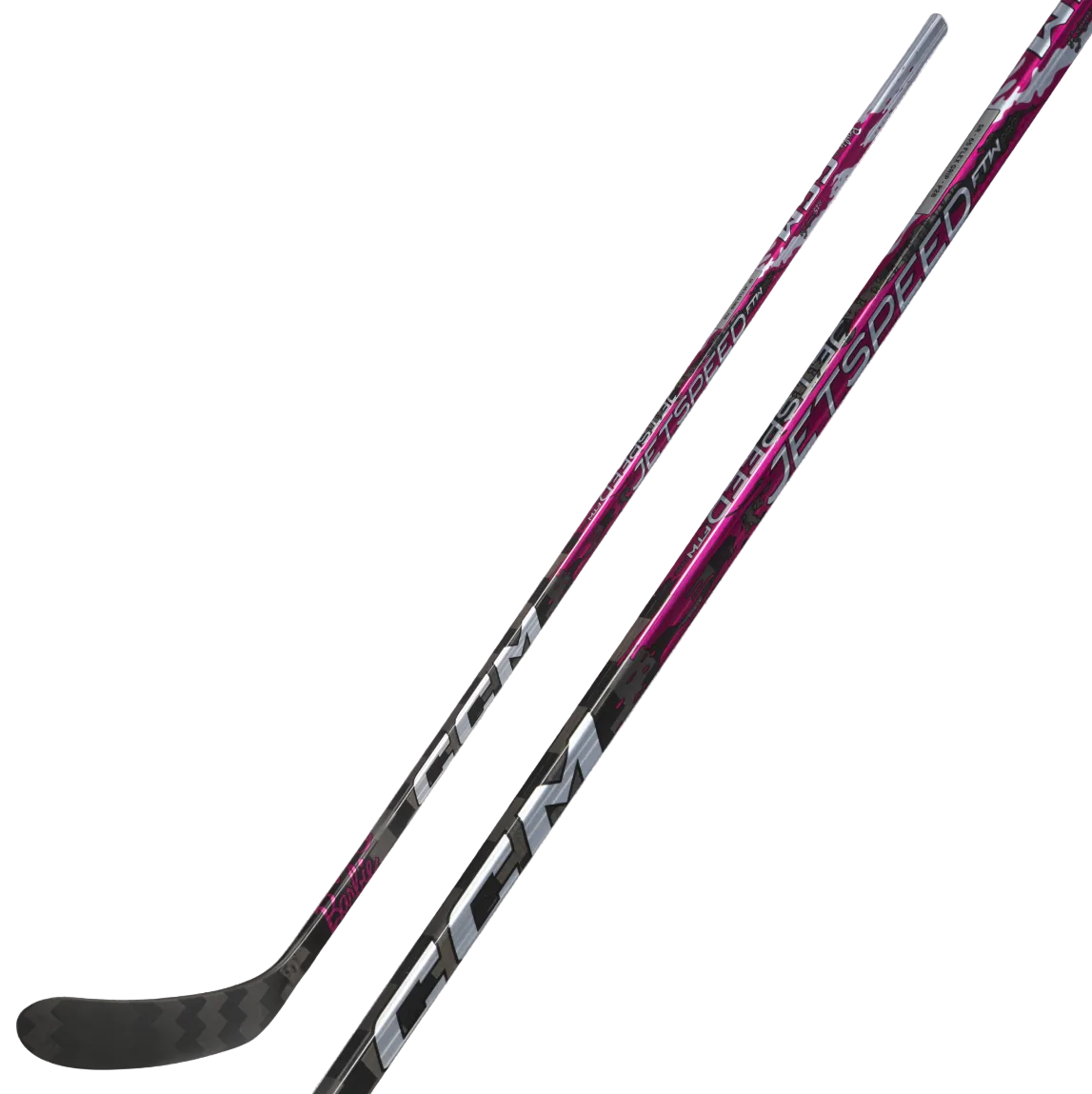 A photo of the CCM FTW X Barbie Base Senior Hockey Stick in colour red, white and black. 