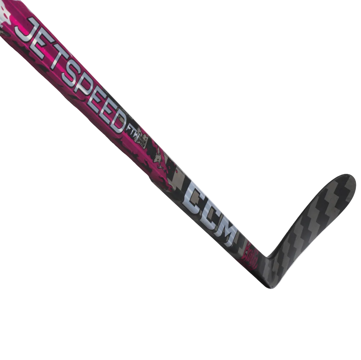 A photo of the CCM FTW X Barbie Base Senior Hockey Stick in colour red, white and black. 