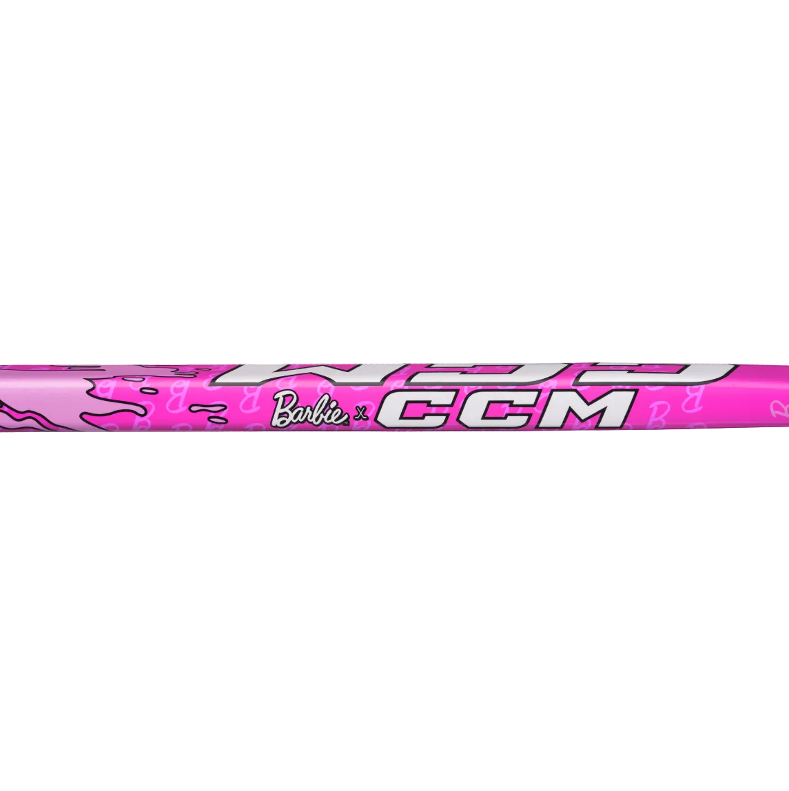 A photo of the CCM FTW X Barbie Mini Stick in colour pink, with white text.