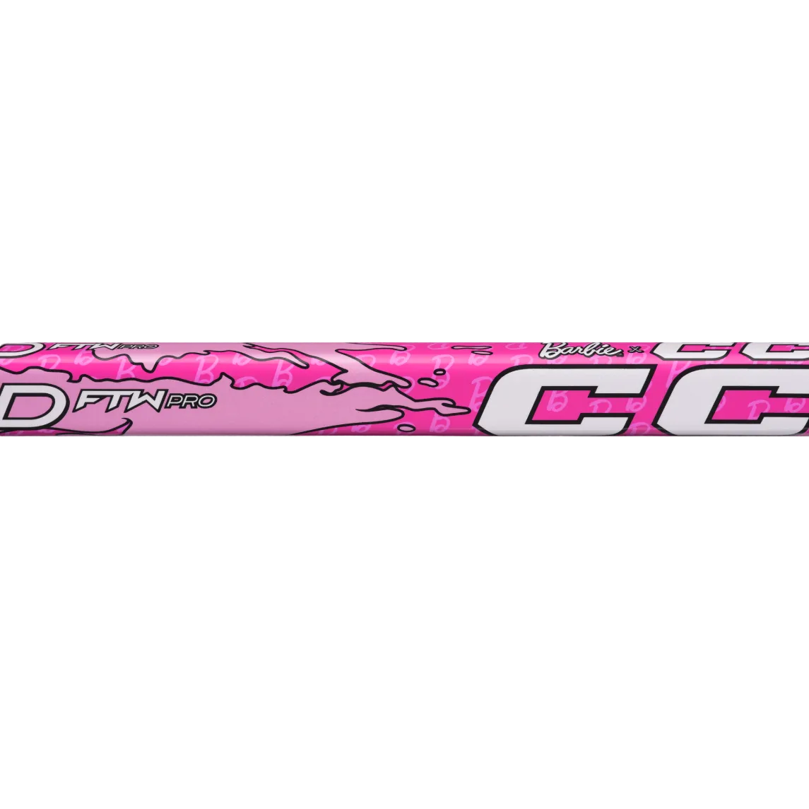 A photo of the CCM FTW X Barbie Mini Stick in colour pink, with white text.