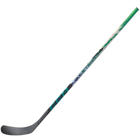 A photo of the CCM Jetspeed FTW Girls Youth Hockey Stick in colour green, white and black.