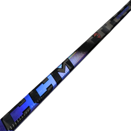 A photo of the CCM Ribcor Trigger 10 Pro Hockey Stick in colour black and purple.