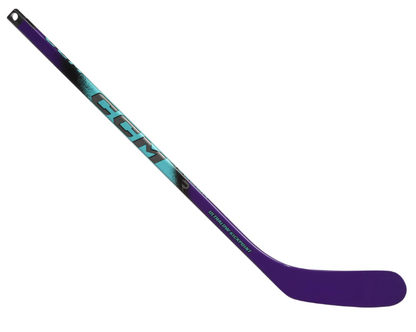 The CCM Ribcor Trigger 10 Pro Mini Hockey Stick in colour purple and teal.