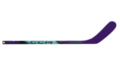 The CCM Ribcor Trigger 10 Pro Mini Hockey Stick in colour purple and teal.