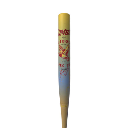 A photo of the Combat Outdoor "Big Barrel" Bradley Jones CR-1 2-Piece USSSA Slo-pitch Bat in colours yellow, blue and orange.