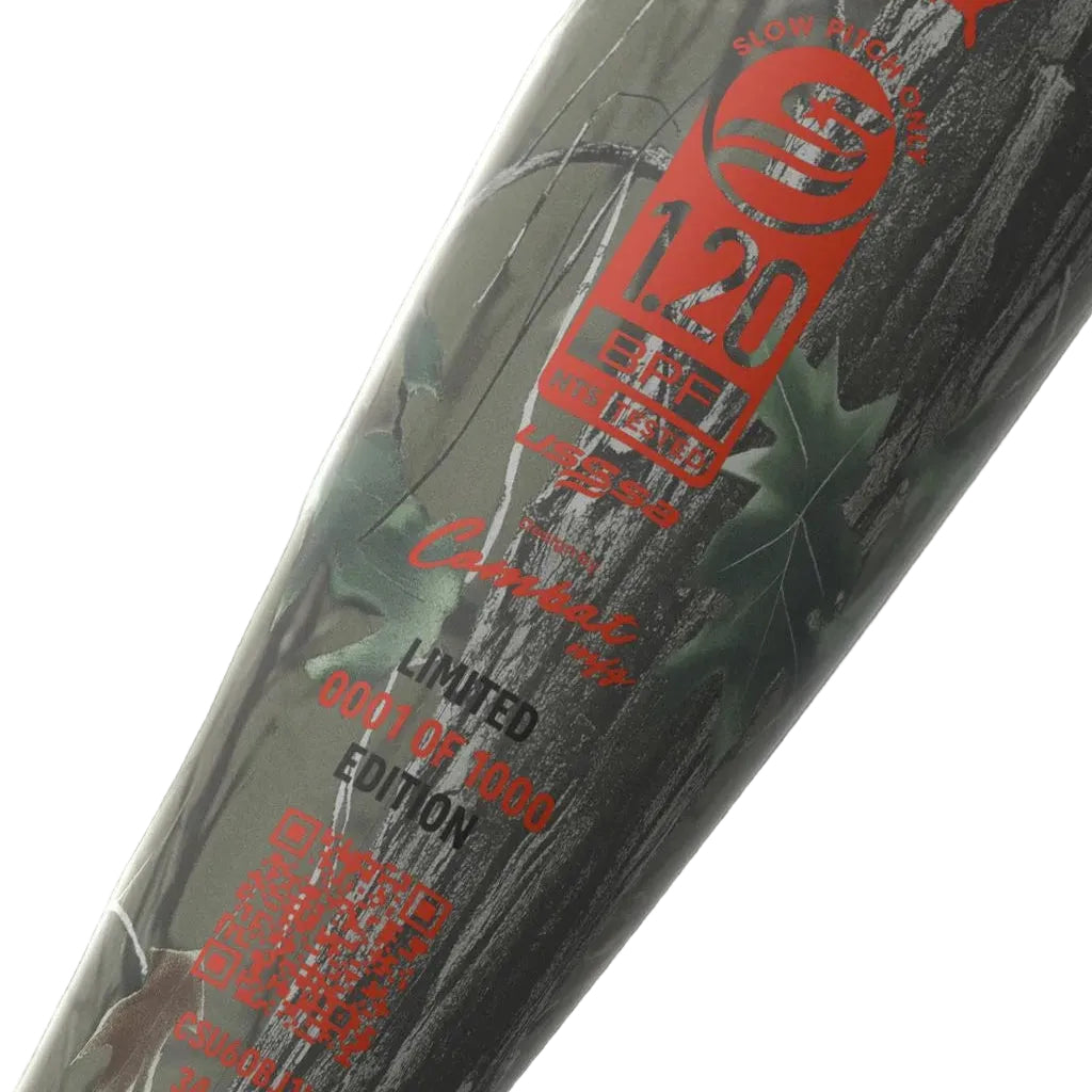 A photo of the Combat Outdoor Bradley Jones CR-1 2-Piece USSSA Slo-pitch Bat in colour grey and red.