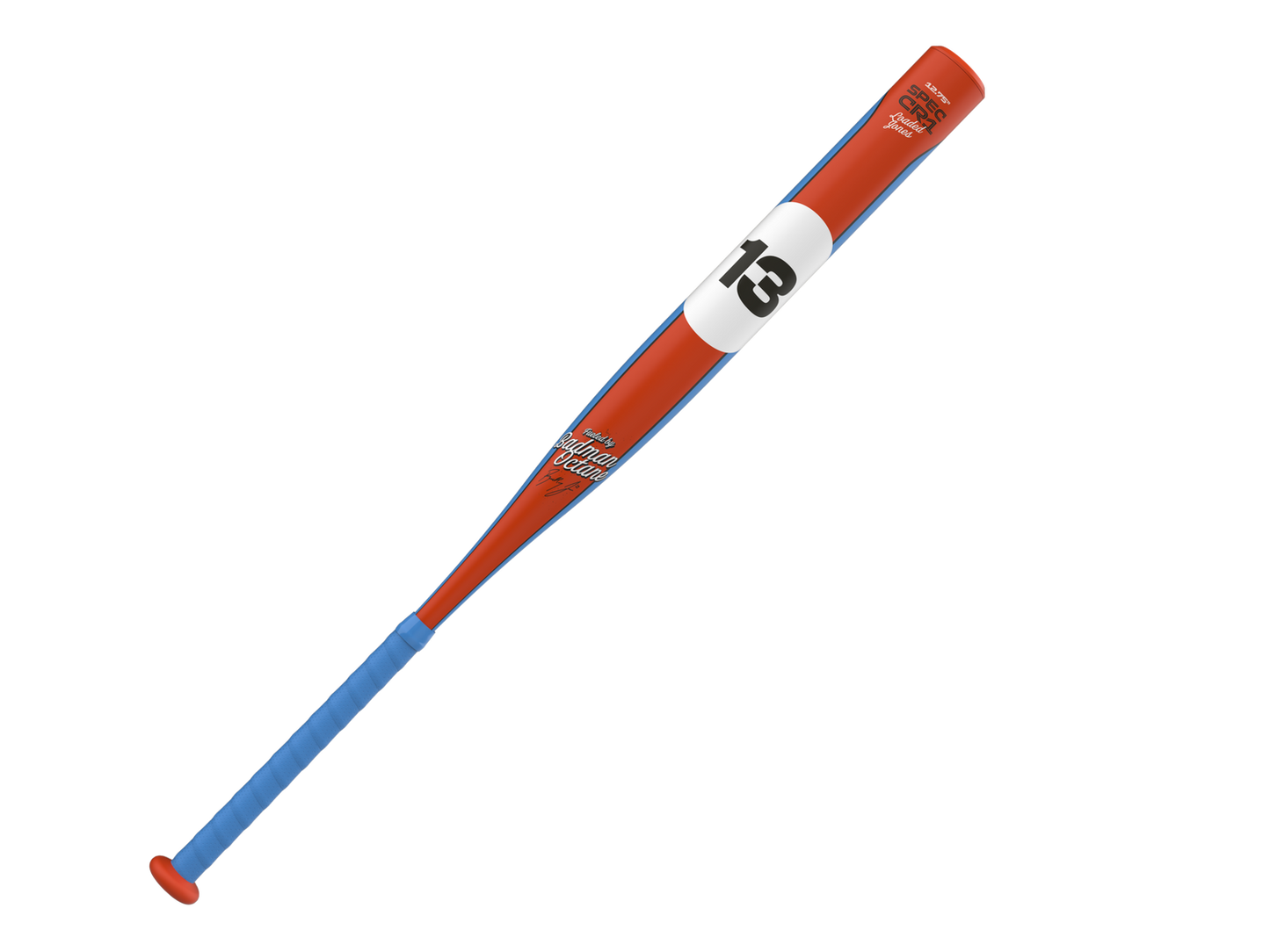 A photo of the Combat Performance Gulf Racer Bradley Jones CR-1 12.75" USSSA Slo-Pitch Bat in colour red blue and white.