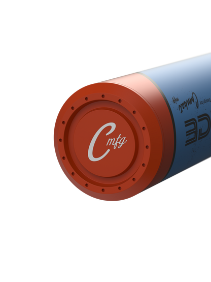 A photo of the Combat Performance Gulf Racer Bradley Jones CR-1 12.75" USSSA Slo-Pitch Bat end cap in colour red blue and white