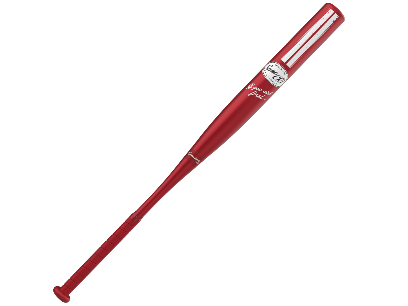 A photo of the Combat Performance Stang Cody Roton Jones CR-1 12.5" USSSA Slo-Pitch Bat in colour red and white.