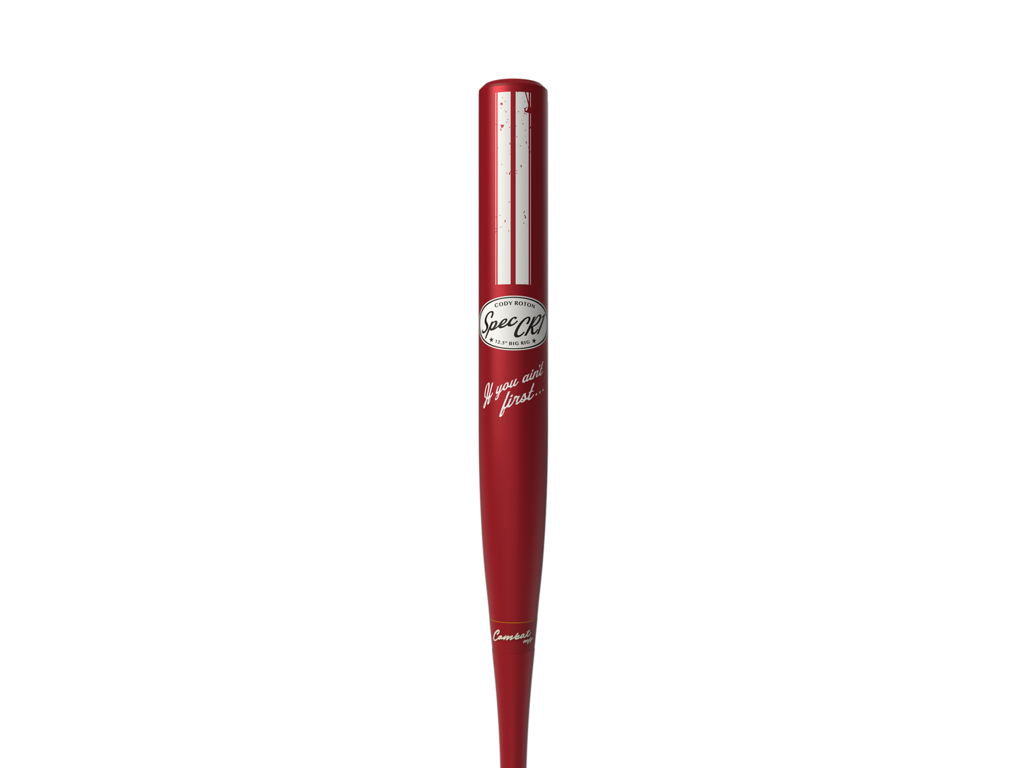 A photo of the Combat Performance Stang Cody Roton Jones CR-1 12.5" USSSA Slo-Pitch Bat in colour red and white.