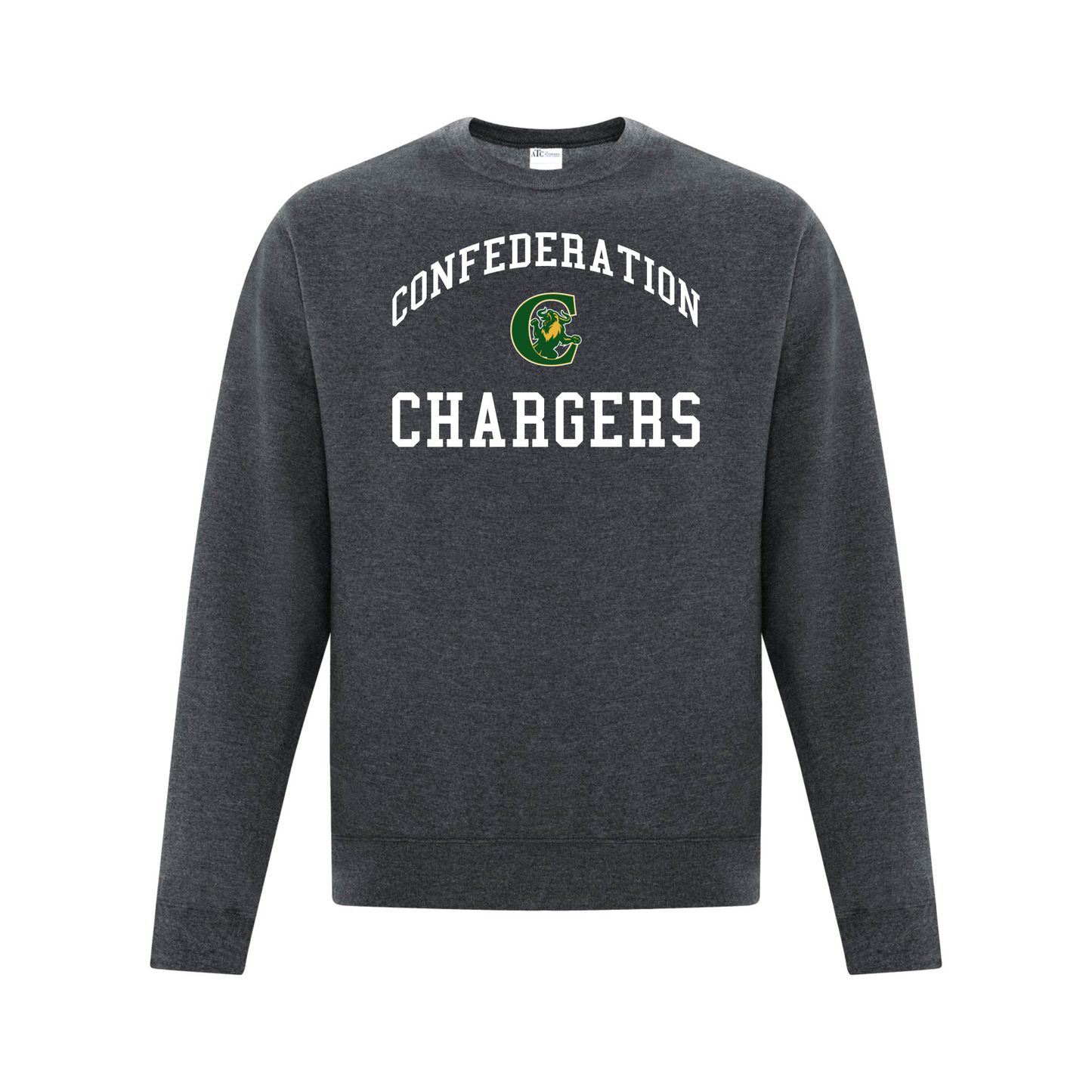 A photo of the Confederation Chargers - Adult Crewneck Sweatshirt in colour dark grey