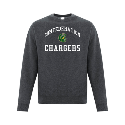 A photo of the Confederation Chargers - Adult Crewneck Sweatshirt in colour dark grey
