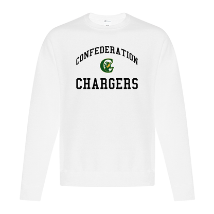 A photo of the Confederation Chargers - Adult Crewneck Sweatshirt in colour white
