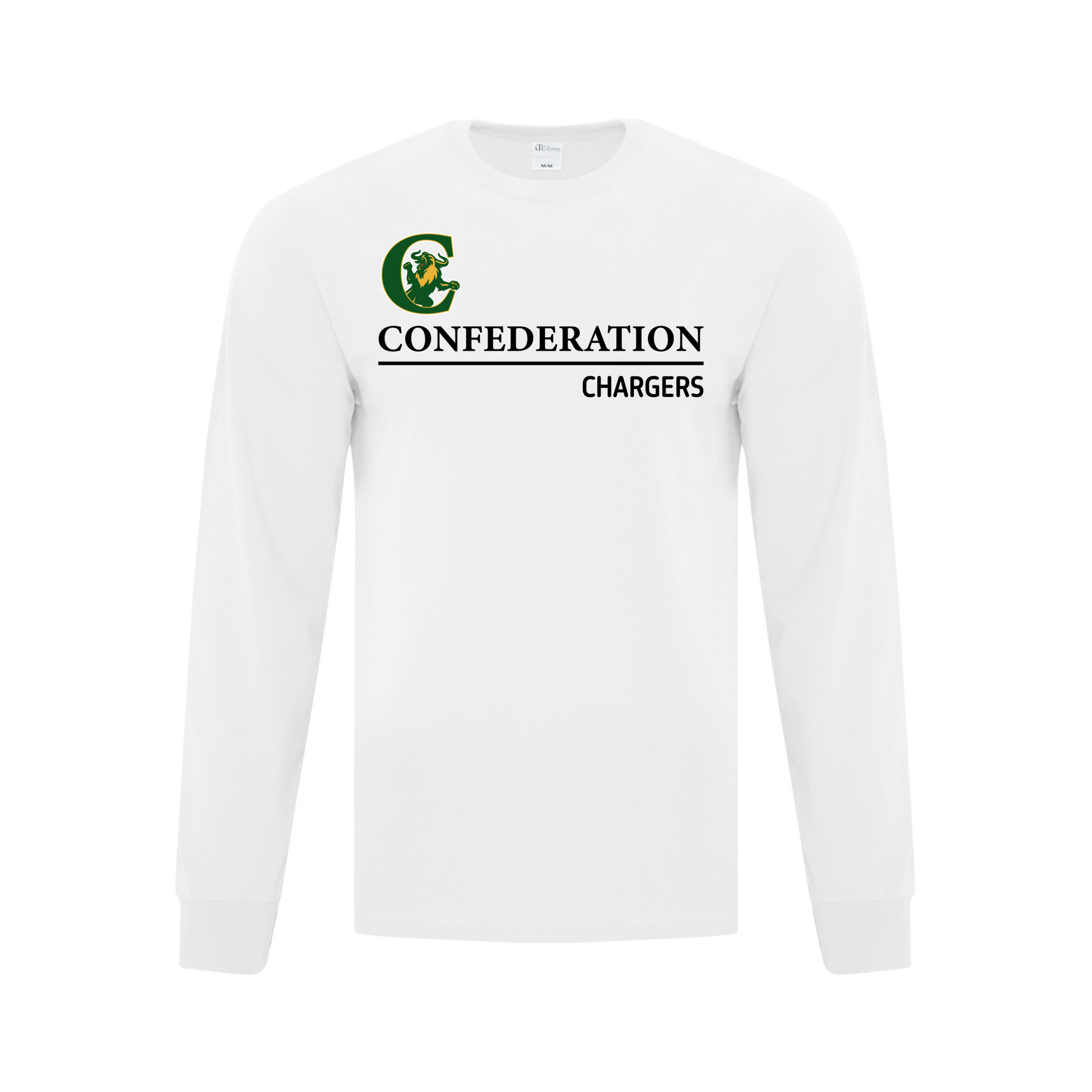 A photo of the Confederation Chargers - Adult Long Sleeve Tee in colour white