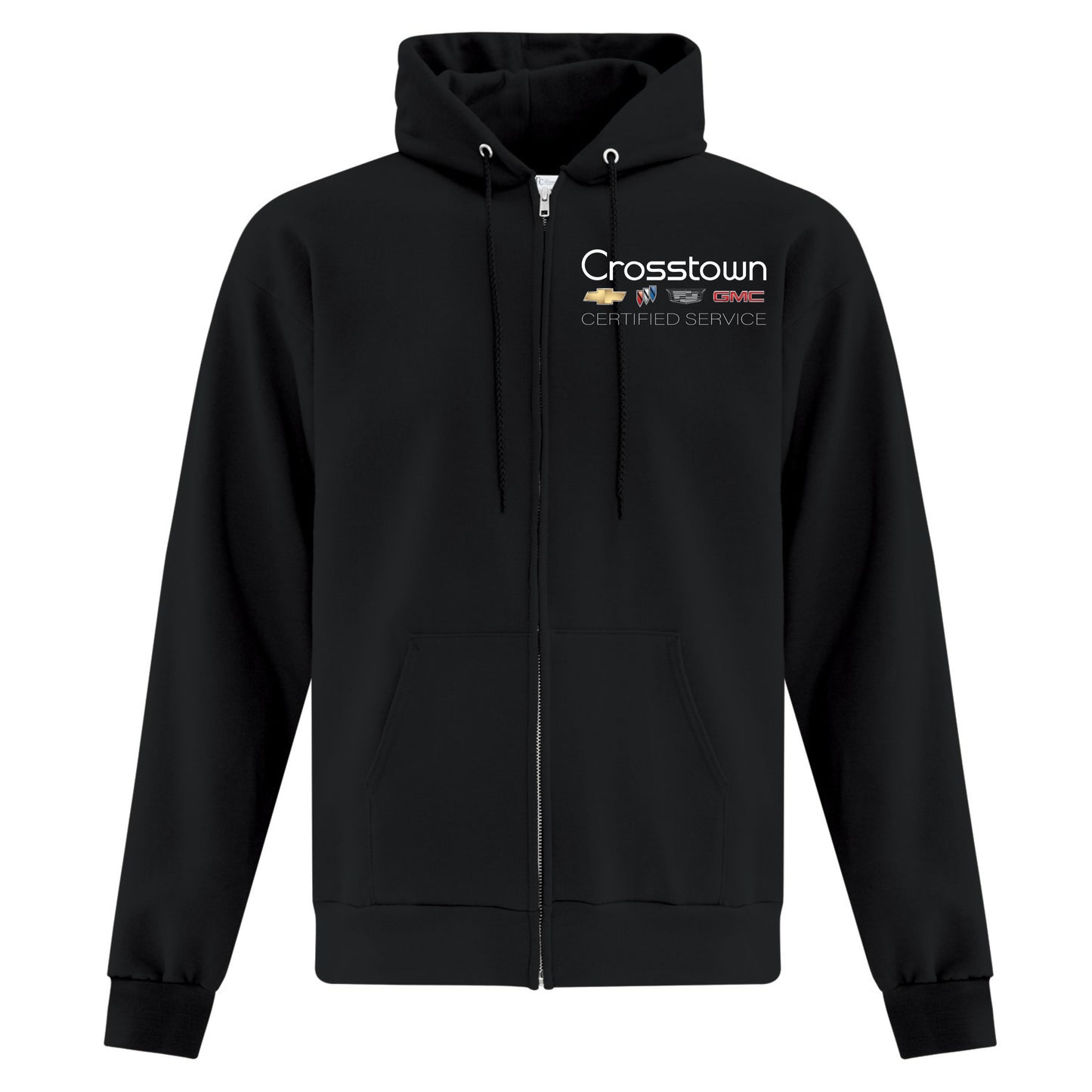 A photo of the Crosstown Motors Unisex Full Zip in colour black.