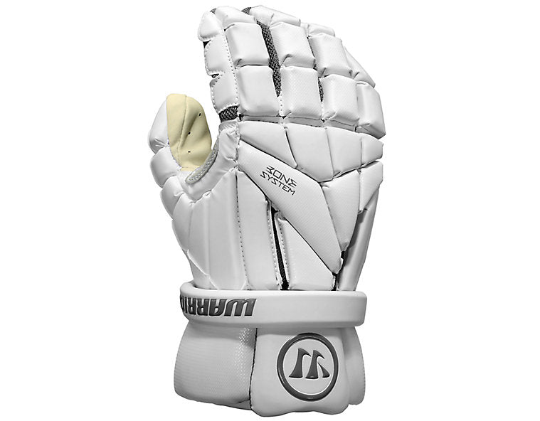 A photo of the EVO warrior lacrosse gloves in colour white front view