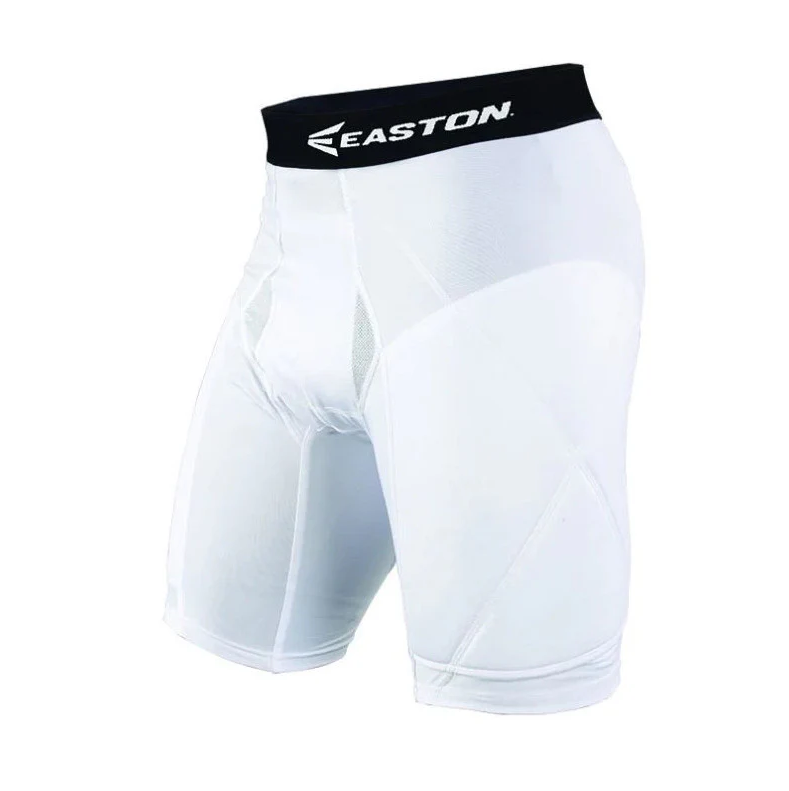 Easton Adult Jock Short in colour white with black band.