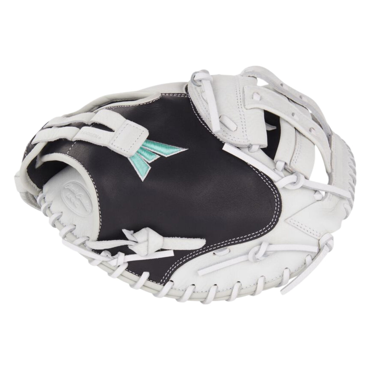 A photo of the Easton Fundamental Fastpitch 33-Inch Fastpitch Catcher's Mitt in colour black and white.