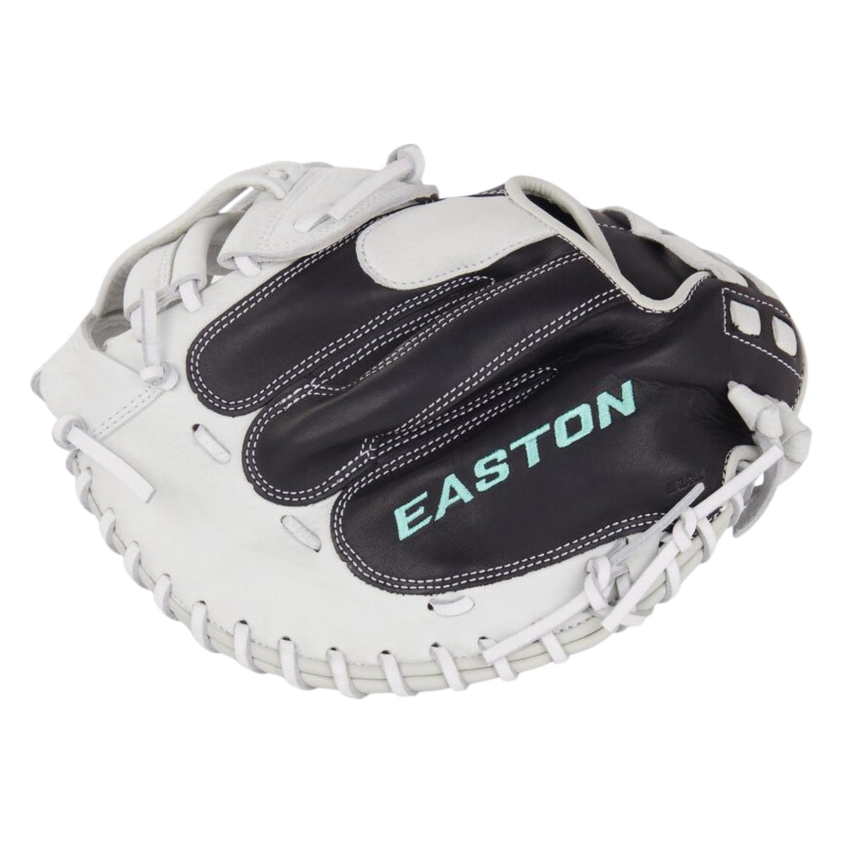 A photo of the Easton Fundamental Fastpitch 33-Inch Fastpitch Catcher's Mitt in colour black and white.