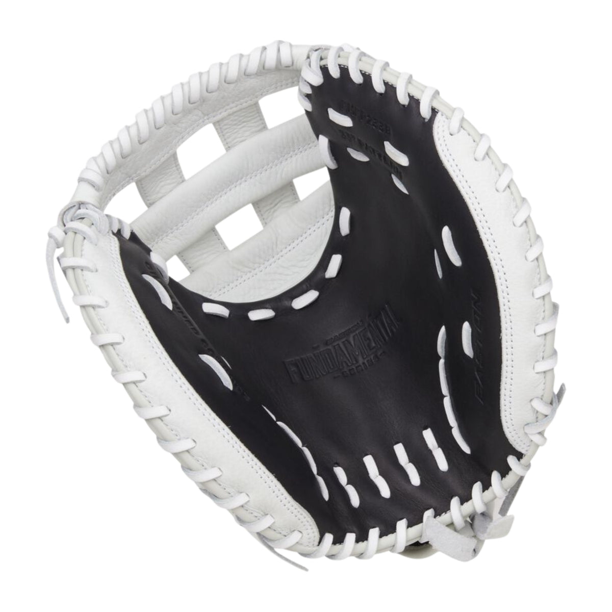 A photo of the Easton Fundamental Fastpitch 33-Inch Fastpitch Catcher's Mitt in colour black and white.