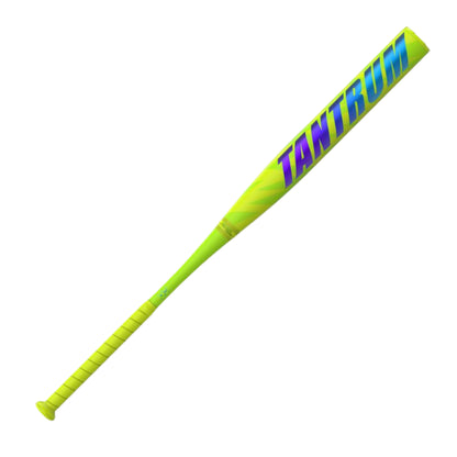 A photo of the Easton Tantrum Balanced 13" 2-Piece Slo-Pitch Softball Bat in colour green with purple and blue TANTRUM logo.