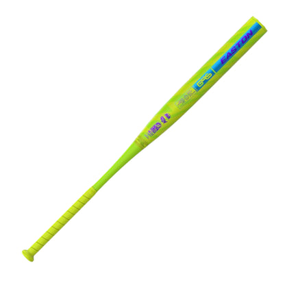 A photo of the Easton Tantrum Balanced 13" 2-Piece Slo-Pitch Softball Bat in colour green with purple and blue TANTRUM logo.