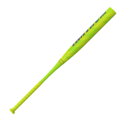 A photo of the Easton Tantrum Balanced 13" 2-Piece Slo-Pitch Softball Bat in colour green with purple and blue TANTRUM logo.