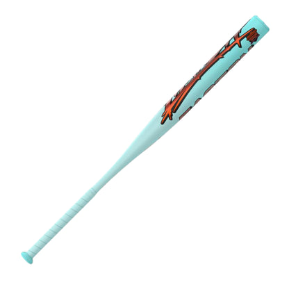 A photo of the Easton Tantrum Marsh Loaded 12.75" 1-Piece Slo-Pitch Bat in colour teal with pink text.