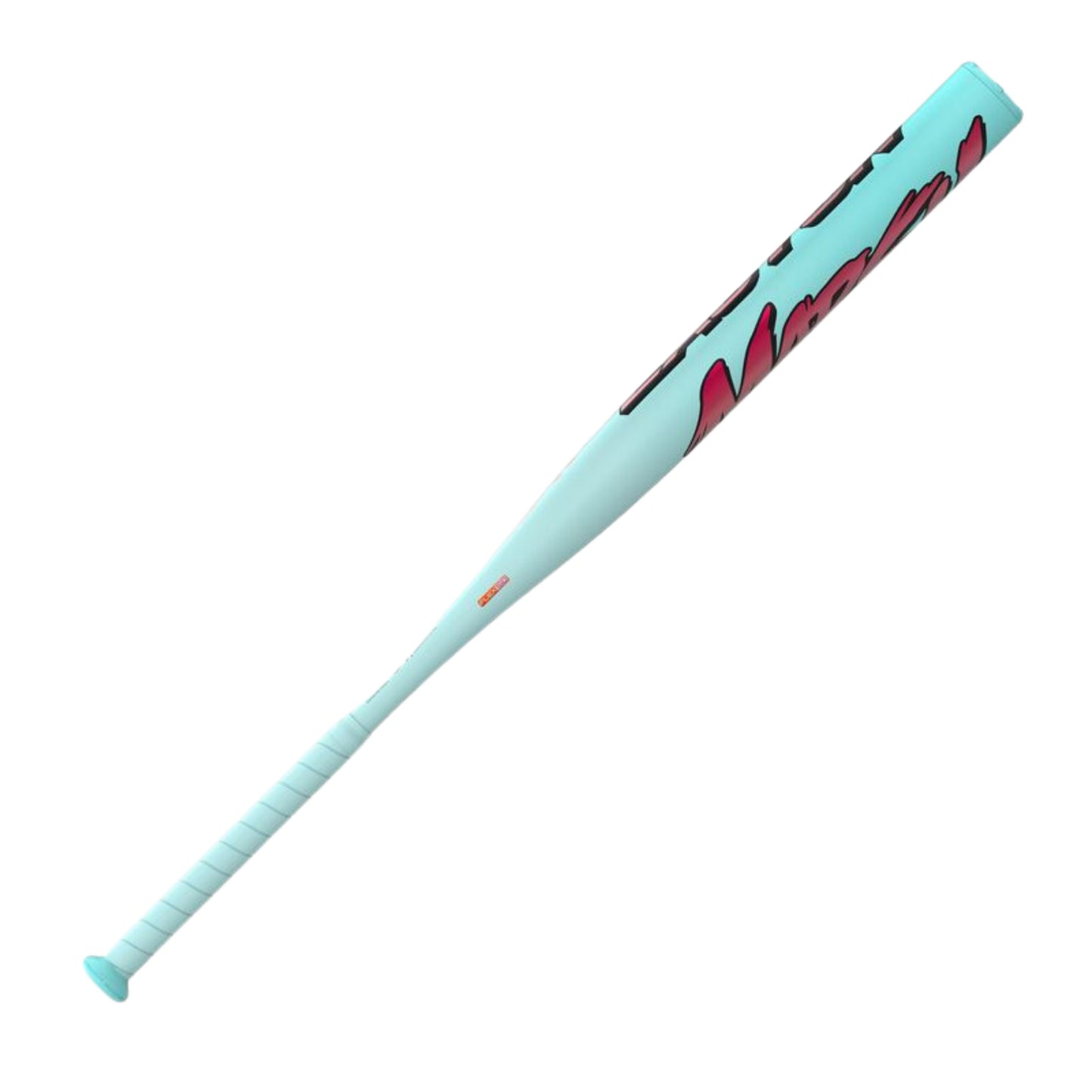 A photo of the Easton Tantrum Marsh Loaded 12.75" 1-Piece Slo-Pitch Bat in colour teal with pink text.