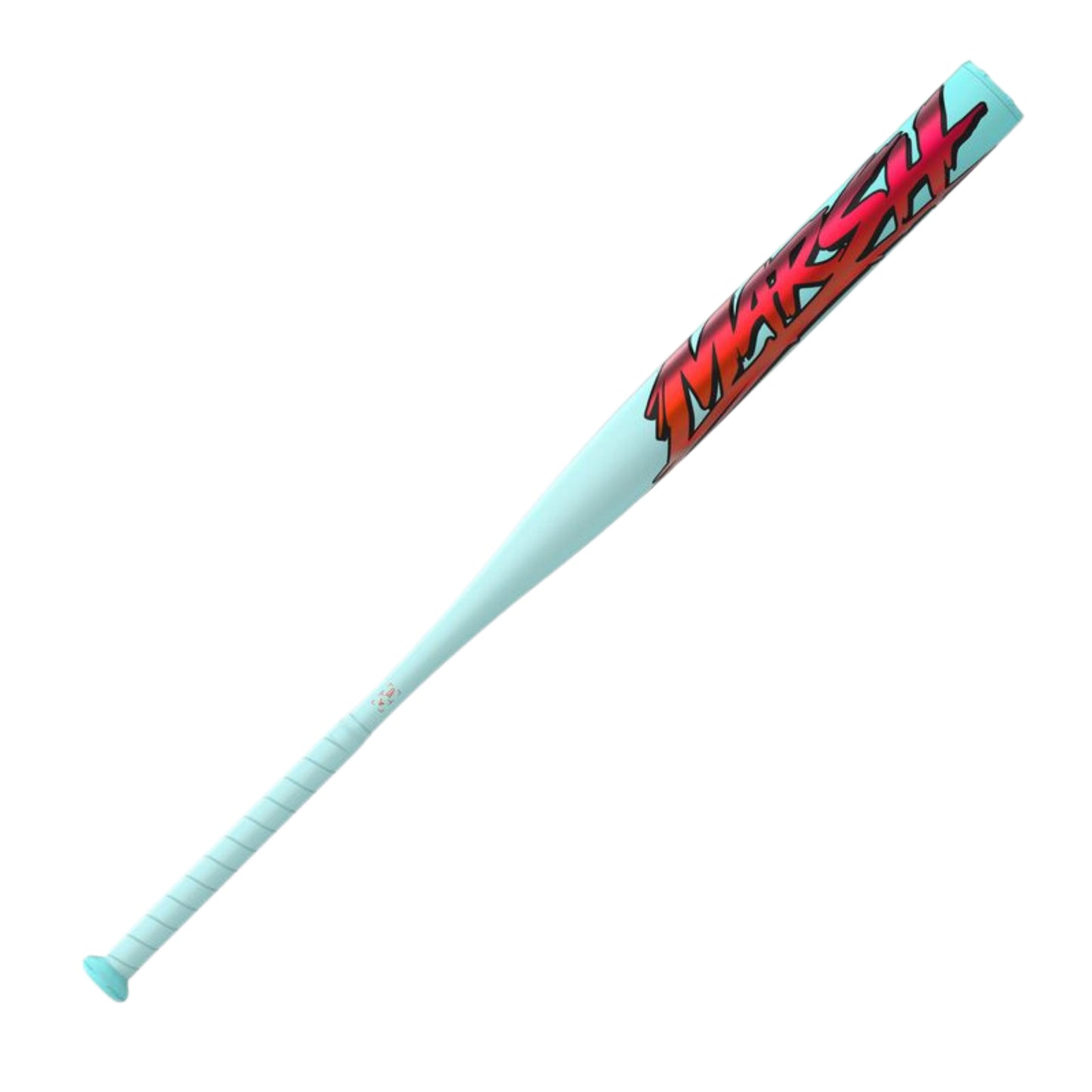 A photo of the Easton Tantrum Marsh Loaded 12.75" 1-Piece Slo-Pitch Bat in colour teal with pink text.