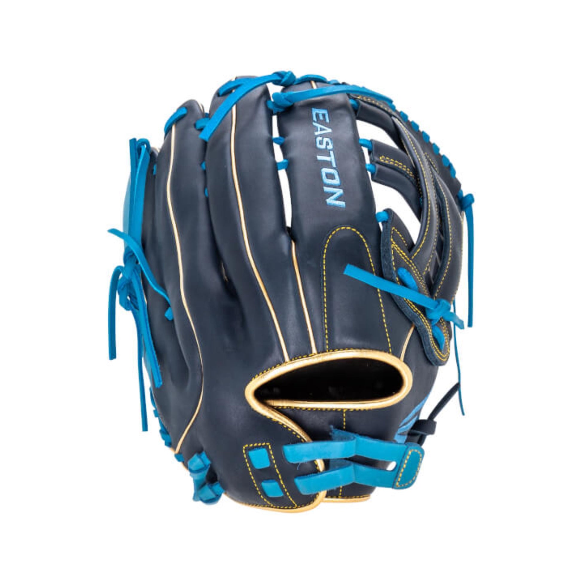 A photo of the Easton Tantrum Series 13" Slow Pitch Softball Glove  in colour black and blue.